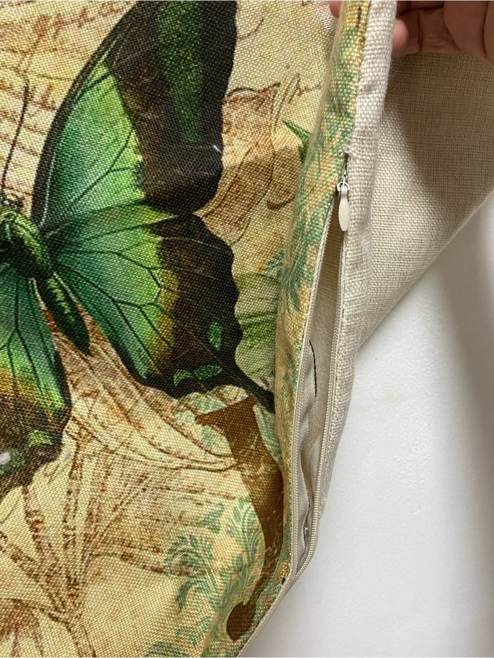 JOY Botanical Butterfly Accent Pillow Cover - Green